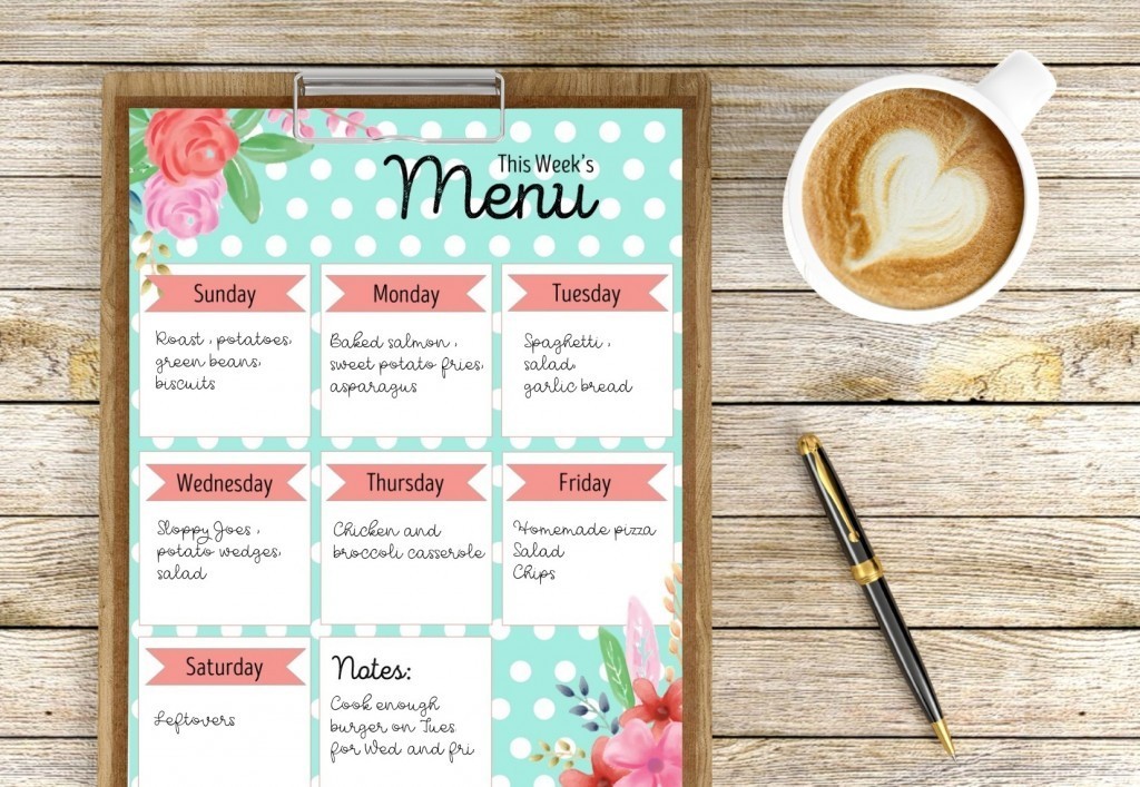 Free menu planning printables